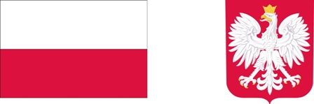 flaga polski po lewej stronie, po prawej godło polski